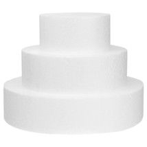 Round Foam Cake Dummy Set, 3 Tiers Dummy Cakes For Decorating, Perfect For For W - £31.26 GBP