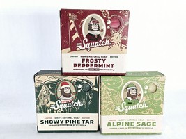 Lot Of 3 Limited Edition Holiday Dr. Squatch Soap Bars Peppermint Pine Sage - £23.22 GBP
