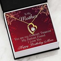 Mother Necklace Greatest Treasure Forever Love CZ Heart Pendant Mom Birthday Mes - £43.47 GBP