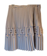 A Line Skirt Women&#39;s Gray Above Knee Elastic Waist Pleated Pull On M - $11.87