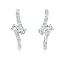 ANGARA Lab-Grown 0.28 Ct Classic Two Stone Diamond Bypass Earrings in 14K Gold - £480.54 GBP