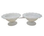 White Milk Glass Open Lace Compote Candy Dish Lot Of 2 Vtg - £15.49 GBP