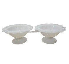 White Milk Glass Open Lace Compote Candy Dish Lot Of 2 Vtg - $19.75
