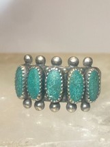 Zuni ring size 7.25 turquoise band petite point pinky sterling silver - £75.77 GBP