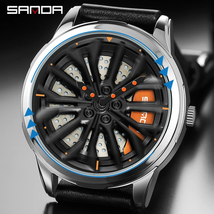 Mens Rim Hub Watch Wheel Wristwatches Sport Car Creative 360 Spinning  - £31.97 GBP