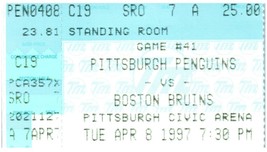 Vintage Pittsburgh Penguins Biglietto Stub Aprile 8 1997 di Mario Primo ... - £86.21 GBP