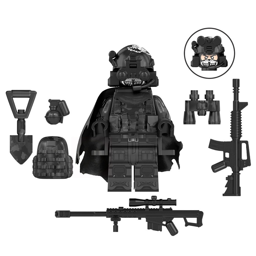 6pcs Special Forces Black Camouflage Commando Soldiers Minifigures Minifigs Toys Item image 3