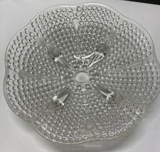 VTG Hazel Atlas Clear Glass 4 footed Hobnail Beaded Snowflake Trinket Bowl - £10.23 GBP