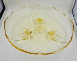 Lancaster Petal Topaz Yellow 3-Footed Cake Plate 1930 Depression Glass - £15.70 GBP
