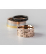 Lil Sis Big Sis Ring Personalized Sisters Gift, Little Big Middle Sis En... - £21.58 GBP