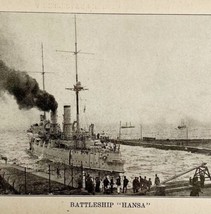 1914 WW1 Print Battleship Hansa Antique Military Period Nautical War Col... - £37.35 GBP