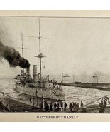 1914 WW1 Print Battleship Hansa Antique Military Period Nautical War Col... - £37.37 GBP