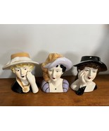 Lot of 3 Lady Head Vases - $24.70