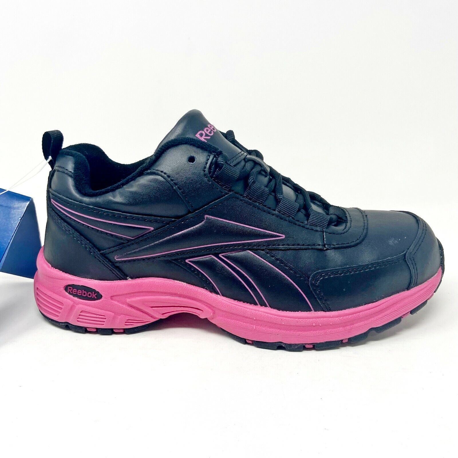 Reebok Work Oxford Black Pink Womens Size 6.5 Steel Toe Sneakers RB482 - $34.95