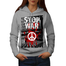 Wellcoda Stop War Peace Slogan Womens Hoodie, Soldier Casual Hooded Sweatshirt - £28.47 GBP