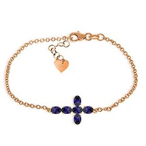 Galaxy Gold GG Sapphire Cross Bracelet in 14k Rose Gold - £444.43 GBP