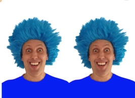 2 PACK Blue Fuzzy USA Team Spirit 80s Punk Wig Costume Kids or Adult One Size... - £18.76 GBP