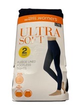 Women&#39;s Footless Tights Ultra Soft Fleece Lined 2 Pairs L/XL Dark Denim ... - £11.55 GBP