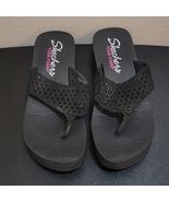 Skechers Yoga Foam Rhinestone Studded Platform Black Flip Flop Sandals W... - $19.45