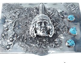 Sandcast Sterling and Turquoise Native American Table Box - $1,395.90