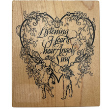 PSX Listening Hearts Hear Angels Sing Love Rubber Stamp G-1306 Vintage 1994 New - £9.31 GBP