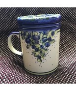 Polish Pottery Boleslawiec Tea Cup Mug Lid Strainer Infuser Unikat Flowe... - £27.47 GBP
