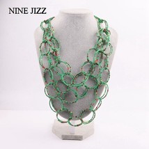 NINEJIZZ Bohemian Necklaces Fashion For Women Jewelry Handwoven Multi-layer Seed - £33.55 GBP