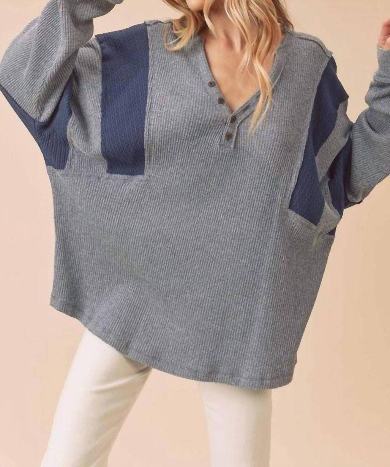 Wit &amp; Wisdom Fern Lightweight Patch Henley Sweater Size L - $43.56