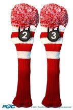New 2 pc RED WHITE 2 3 KNIT retro Hybrid Rescue golf club headcover Head cover - £19.81 GBP