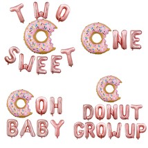 Donut Grow Up Rose Gold One Foil balloons Two Sweet Donuts 2th Birthday ... - £14.34 GBP