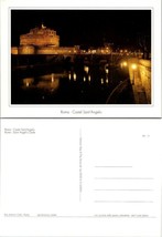 Italy Lazio Rome Saint Angelo&#39;s Castle &amp; Bridge at Night Vintage Postcard - £7.37 GBP