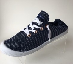 NEW TOMMY BAHAMA Woman’s No-Tie Memory Foam Slip-on Sneakers, Blue/White Striped - £27.29 GBP