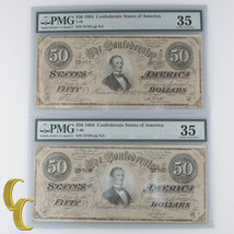 Lote De 2 Secuencial 1864 Confederado Graduado Por PMG Como Ch VF-35! As... - £369.32 GBP