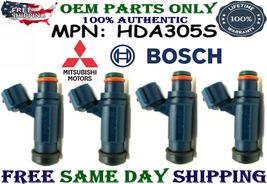 NEW OEM Bosch SET OF 4 Fuel Injectors for 2005, 2006 Mitsubishi Lancer 2.4L I4 - £147.91 GBP