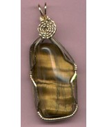  TIGER EYE WIRE WRAPPED PENDANT - £14.35 GBP