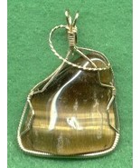  TIGER EYE WIRE WRAPPED PENDANT - £14.35 GBP