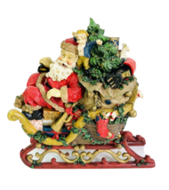 VTG Santa Sleigh Ride Figurine Elf Xmas Tree &amp; Toys Int&#39;l Trading Co w/ Box 9x9 - £33.14 GBP