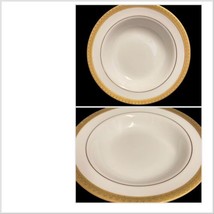 Gabbay QUEEN VICTORIA 6-Rim Soup Bowls Ceramic White Gold Border Trim Dinnerware - $71.28