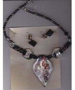 Dichroic Glass necklace and Black Earring Set - £14.11 GBP
