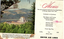 United Airlines Menu Vista House at Crown Point Airline Postcard - £7.77 GBP