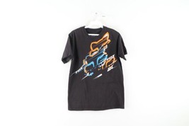 Vintage Fox Racing Mens Small Faded Spell Out Short Sleeve T-Shirt Black Cotton - £22.51 GBP