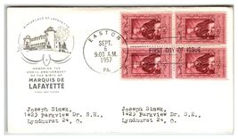 Scott #1098 1957 Marquis de Lafayette First Day Cover FDC Irwin Fine Eas... - $8.09