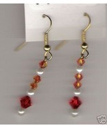 HANDCRAFTED Swarovski Crystal Lt Siam FireOpal Earrings - $228.08 MXN