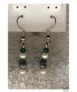 Kambaba Jasper &amp; Swarovski Crystal Earrings NEW ! - $170.06 MXN