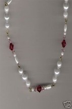 HANDCRAFTED Swarovski Crystal &amp; Pearl Necklace 19&quot; - £11.74 GBP