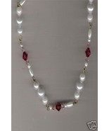 HANDCRAFTED Swarovski Crystal &amp; Pearl Necklace 19&quot; - £11.80 GBP