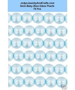 75 Pcs 6mm Quality Glass Pearls - Baby Blue - $42.51 MXN