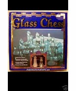Vintage Clear &amp; Frosted Glass Chess Board Game - NEW ! - $9.95