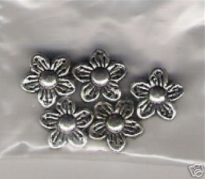 5 PCS Silver Plated Flower Beads NEW - $1.00