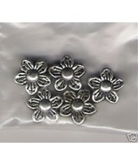 5 PCS Silver Plated Flower Beads NEW - £0.78 GBP